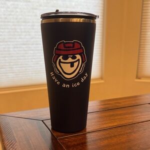 Black Tumbler with Smiley Face Design